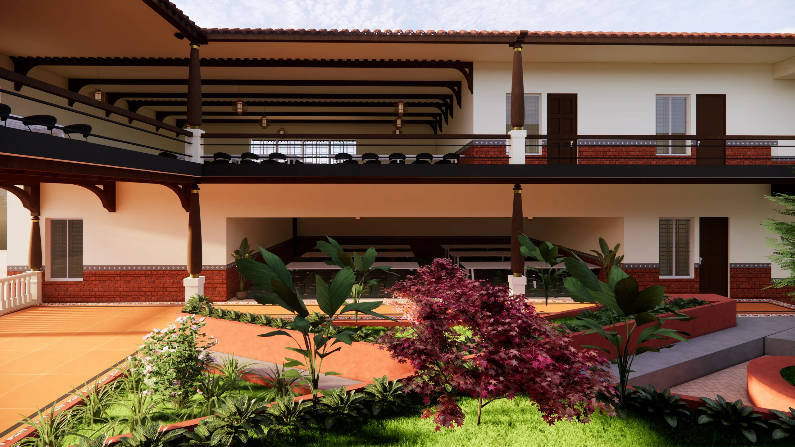 Colonnade corridor architectural rendering